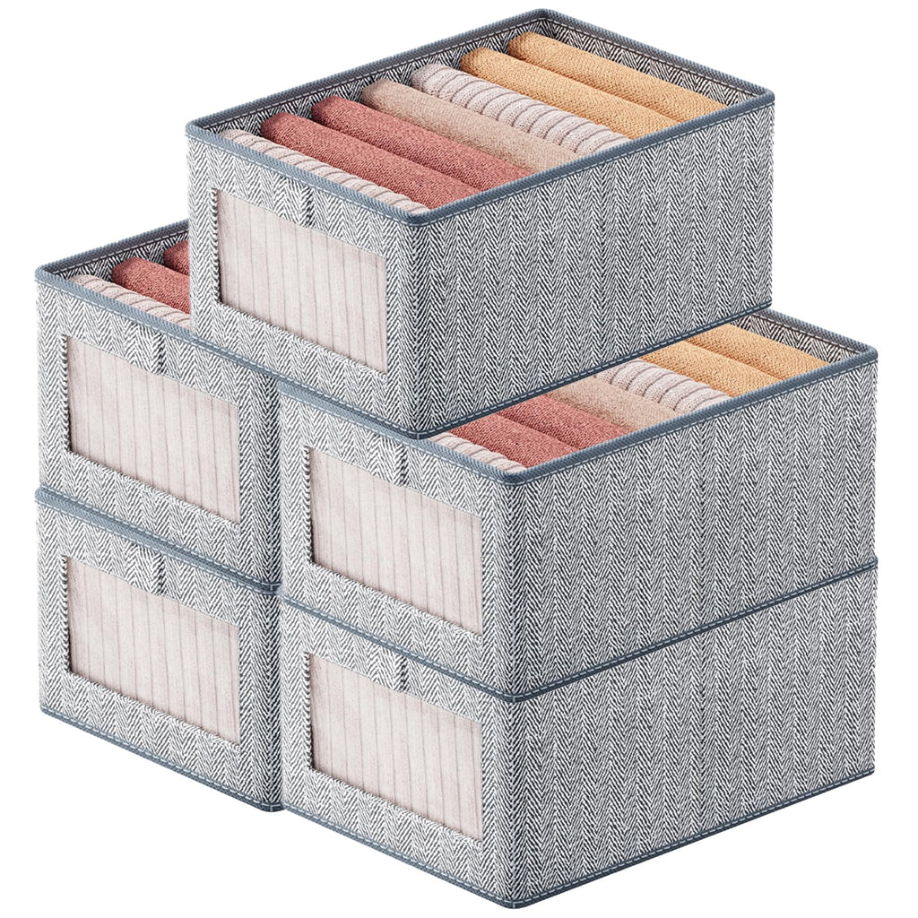 Goesort Set of 5 Clothes Storage Boxes, Wardrobe Storage Organiser Fabric Clothes Organiser - image 1