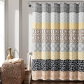 Lush Decor Bohemian Stripe Shower Curtain | 72x72 Microfiber - Yellow/Gray