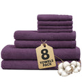 Novo Home 8-Piece Cotton Bath Towel Set – Soft & Absorbent, Dark Purple