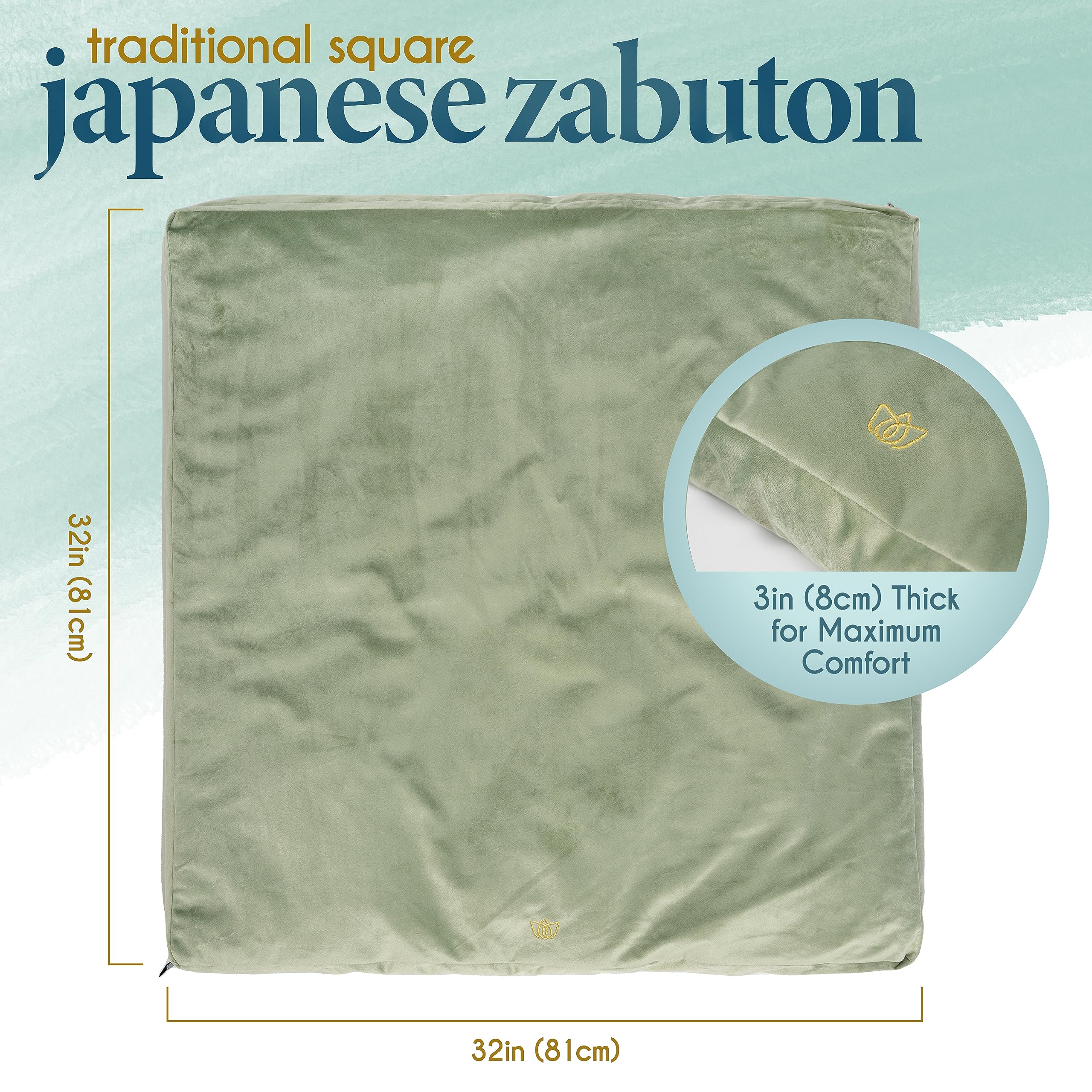 Florensi Meditation Cushion & Zabuton Mat Set | Velvet Buckwheat Floor Pillow