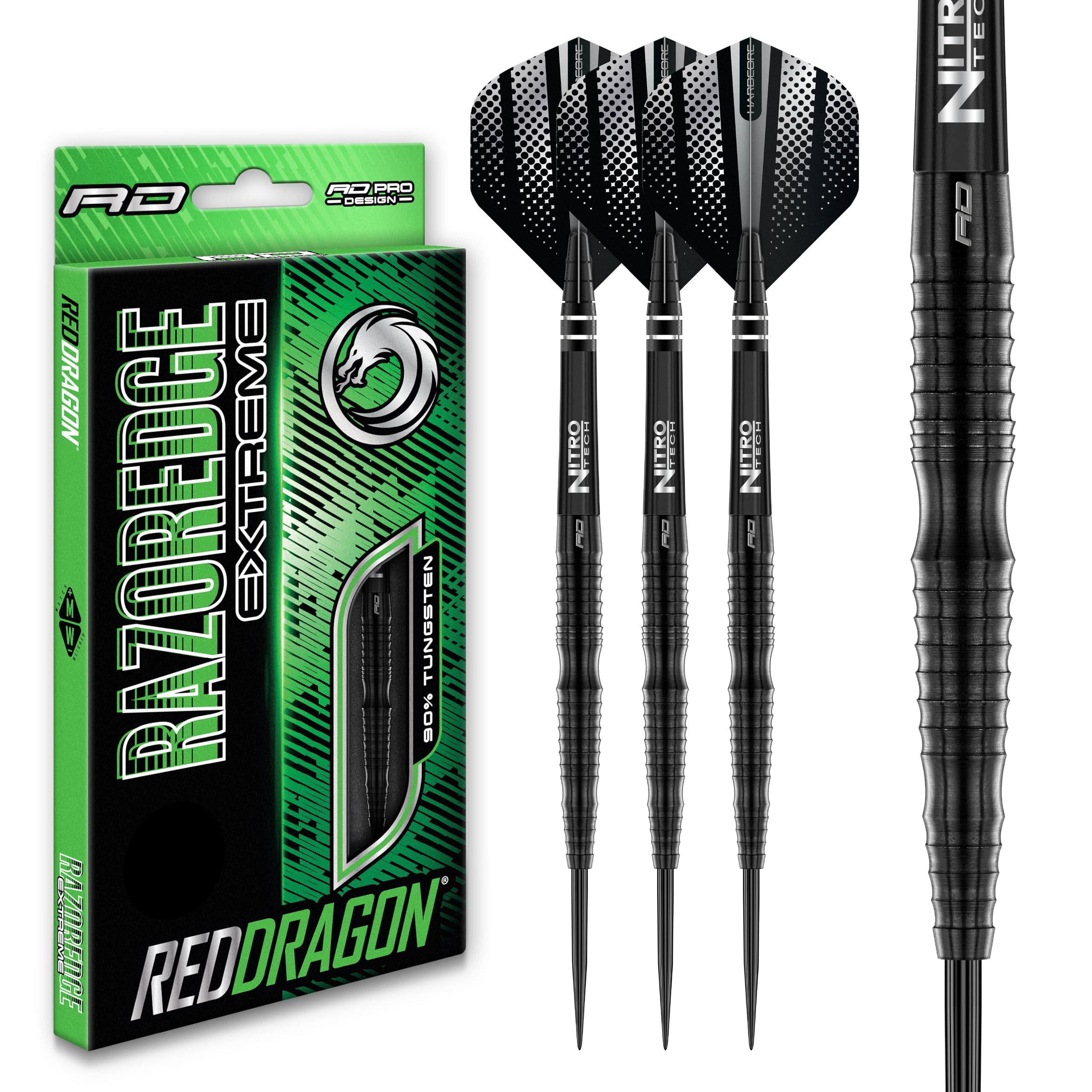 Red Dragon Razor Edge Extreme 24g Tungsten Darts Set with Flights