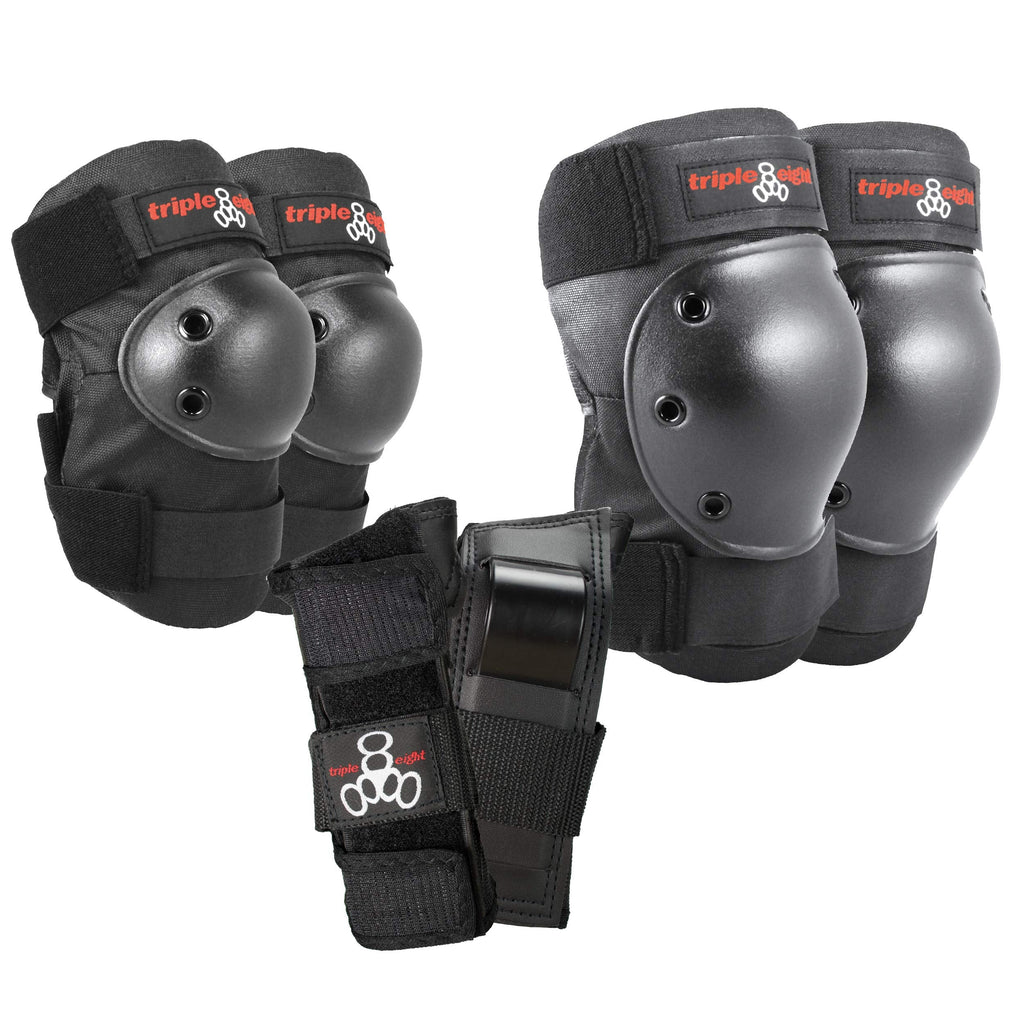 Triple 8 Saver Series 3-Piece Pad Set | Knee, Elbow & Wrist Guards, Black