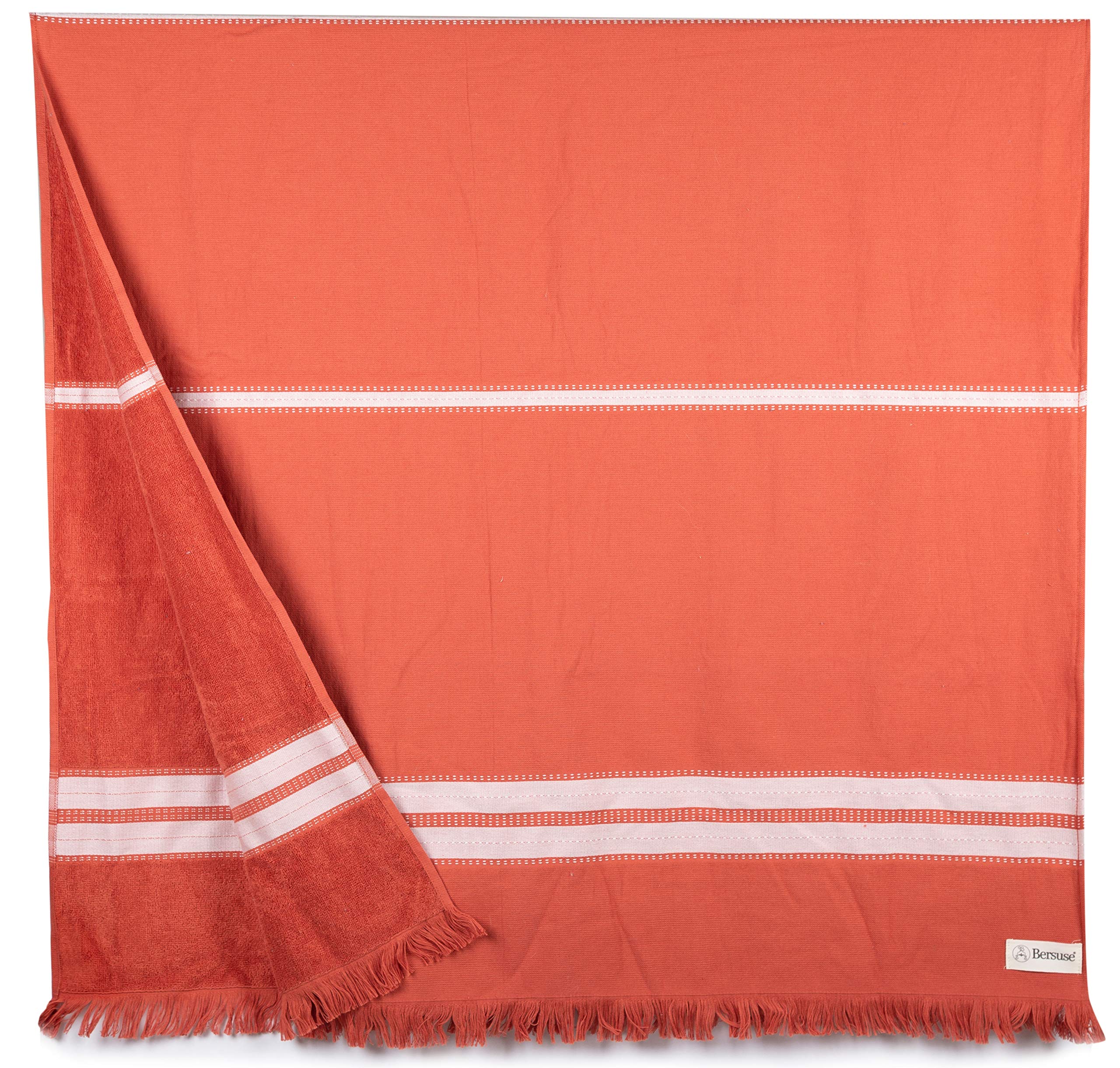 Bersuse Cascais Turkish Towel – 100% Cotton Quick Dry Beach Fouta, Brick
