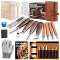 Bluvizo Wood Carving Kit – 25 Pcs Professional Whittling Set with Leather Case