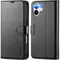 TUCCH iPhone 16 Wallet Case – PU Leather RFID Blocking Flip Folio, Black