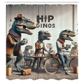 Abakuhaus Fabric Shower Curtain – Hipster Dinosaur Coffee Shop – 175x200cm
