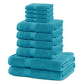 DecoKing 10-Piece Cotton Towel Set - 525g/m² Absorbent Turquoise