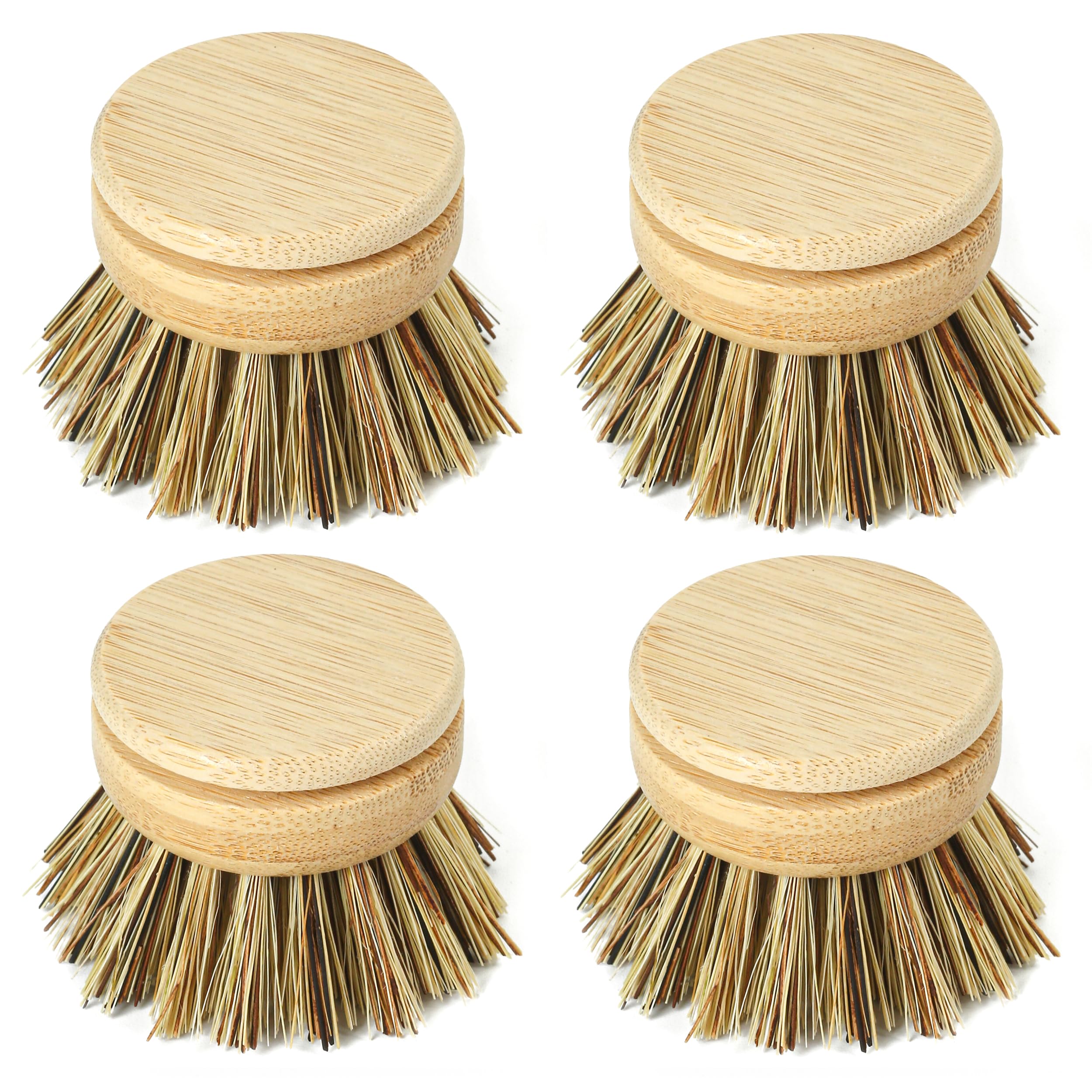 Jungle Culture Firm Replacement Dish Brush Heads - Bamboo Pack of 4