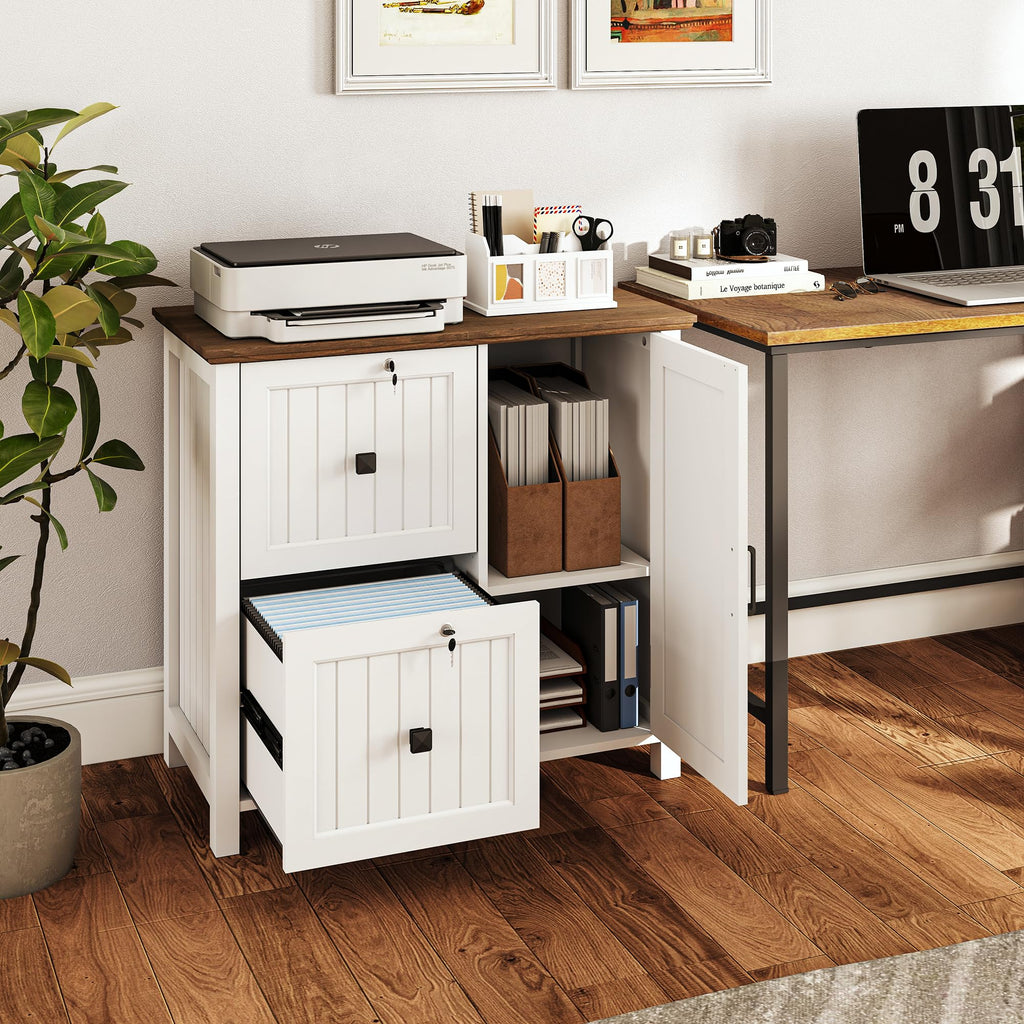 Pamapic File Cabinet, Wooden Filing Cabinet with 2 Lockable Drawers, Under Desk drawers for Letter/A4 Size - image 4