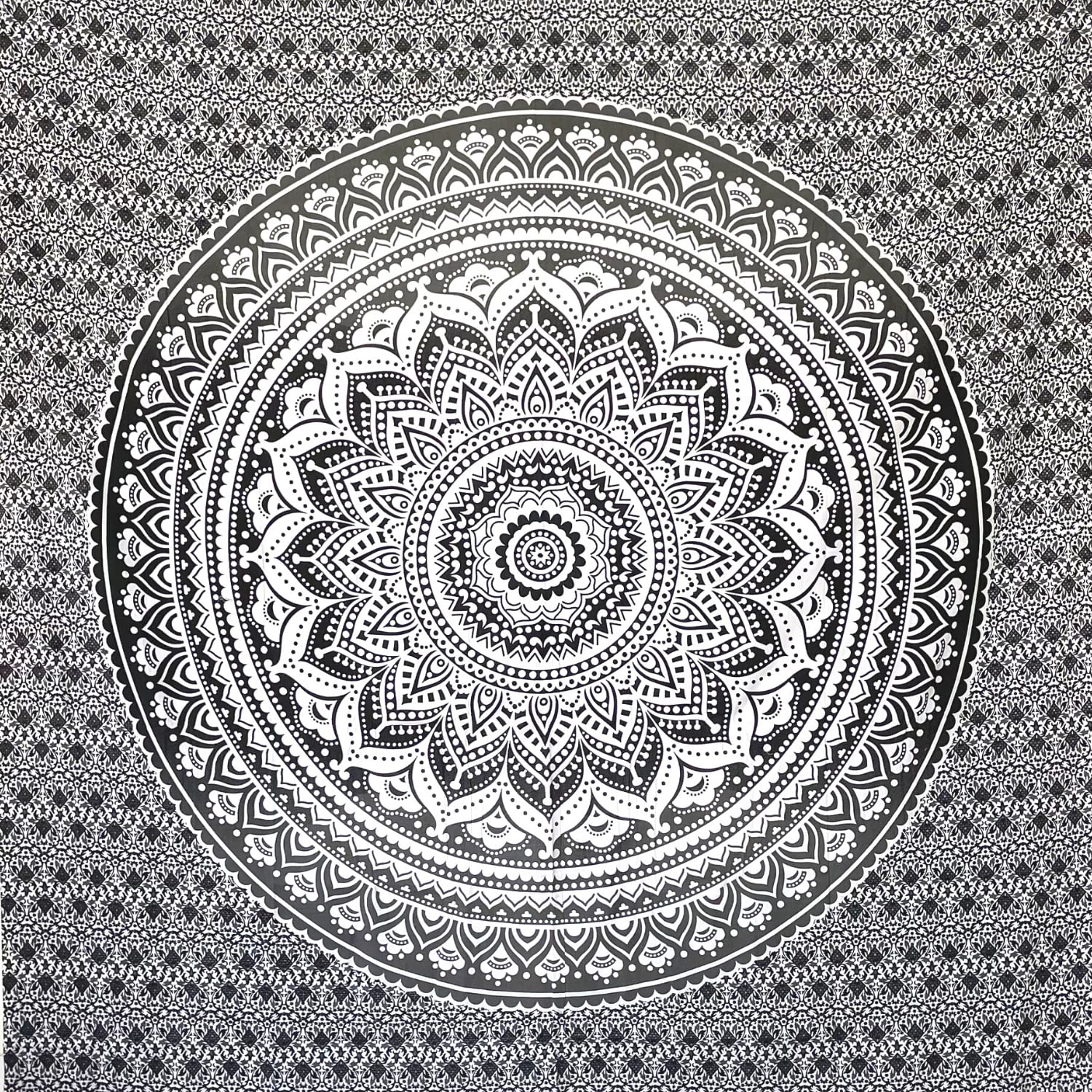 MOMOMUS Sand-Free Extra Large Beach Towel – Grey Mandala Blanket, 210x230cm