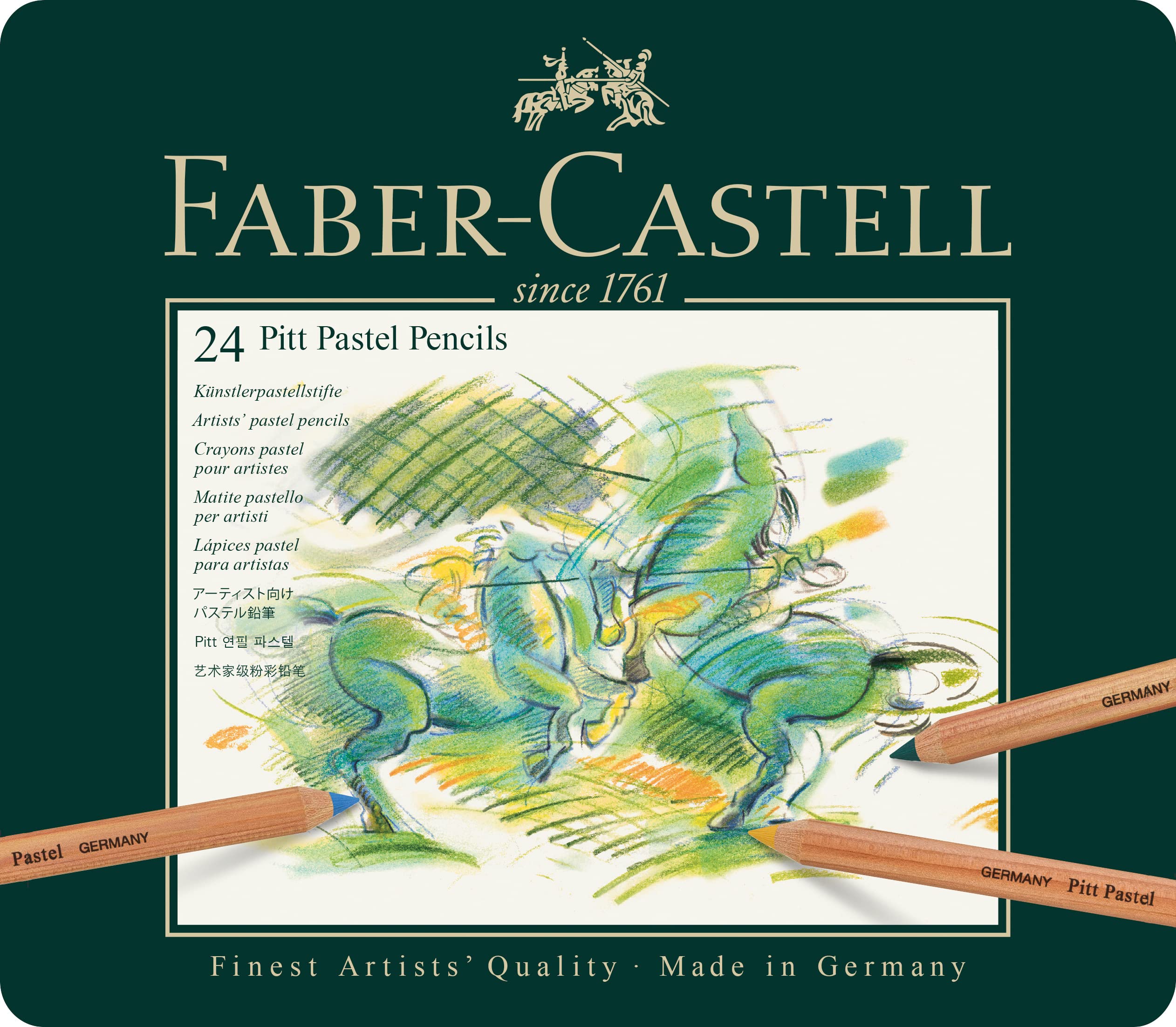 Faber-Castell Pitt Pastel Pencils – Tin of 24 Professional Art Pencils