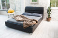 Sana Sleep Vieri Modern Faux Leather Double Bed Frame - Black