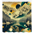 Abakuhaus Lake Shower Curtain | Misty Woods Fabric Decor | 175 x 200 cm