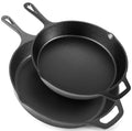 Nuovva 2-Piece Cast Iron Skillet Set | Pre-Seasoned 10 & 12 Inch Pans
