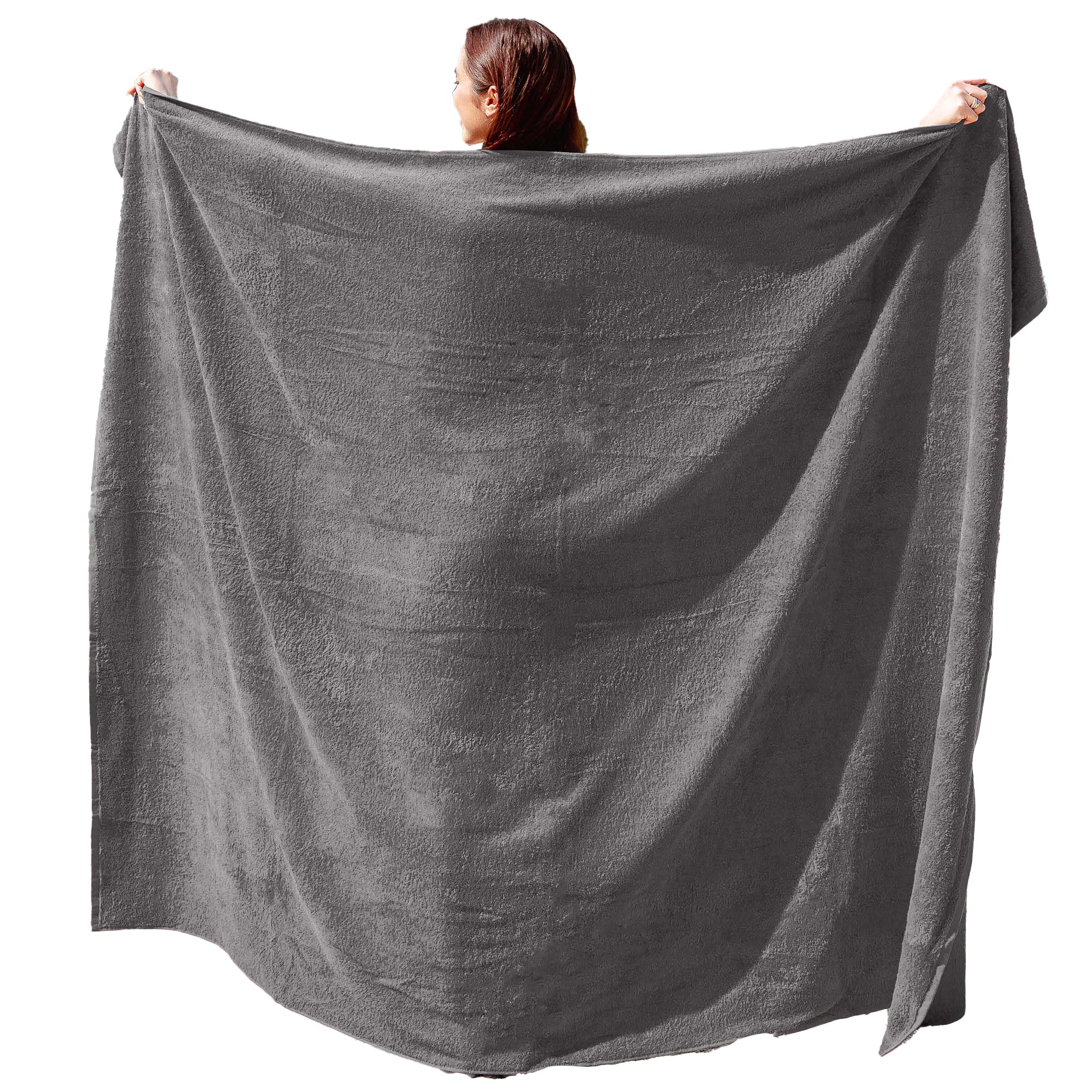 ADAMO XXL Beach Towel – 100% Cotton Terry Sauna & Bath Towel, Grey