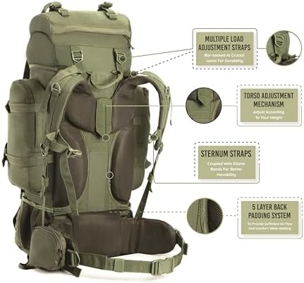 Tripole Colonel Internal Frame Rucksack | Hiking Backpack with Daypack