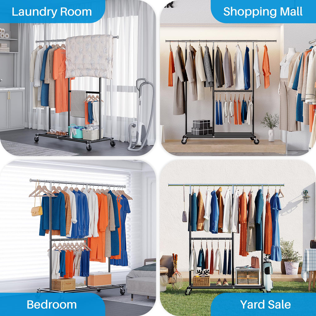 HOKEEPER Heavy Duty Clothes Rail | 150kg Adjustable Garment Rack