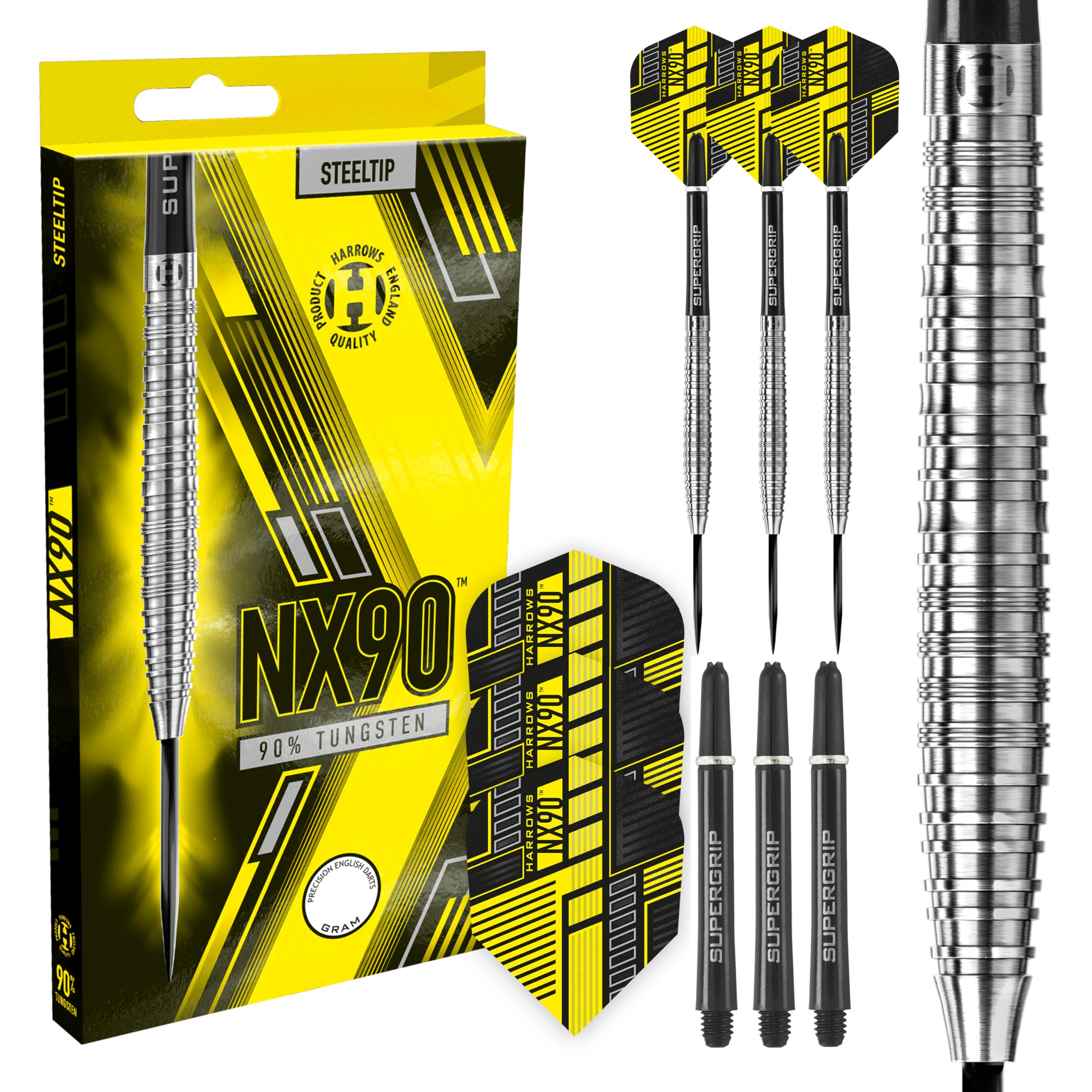 Harrows NX90 90% Tungsten Steel Tip Darts Set | Professional 24g