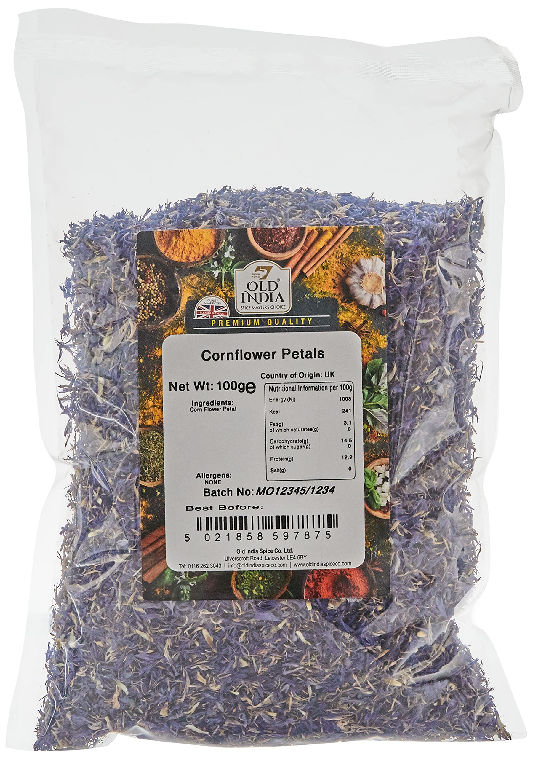 Old India Cornflower Petals 100g – Dried Edible Flowers for Baking
