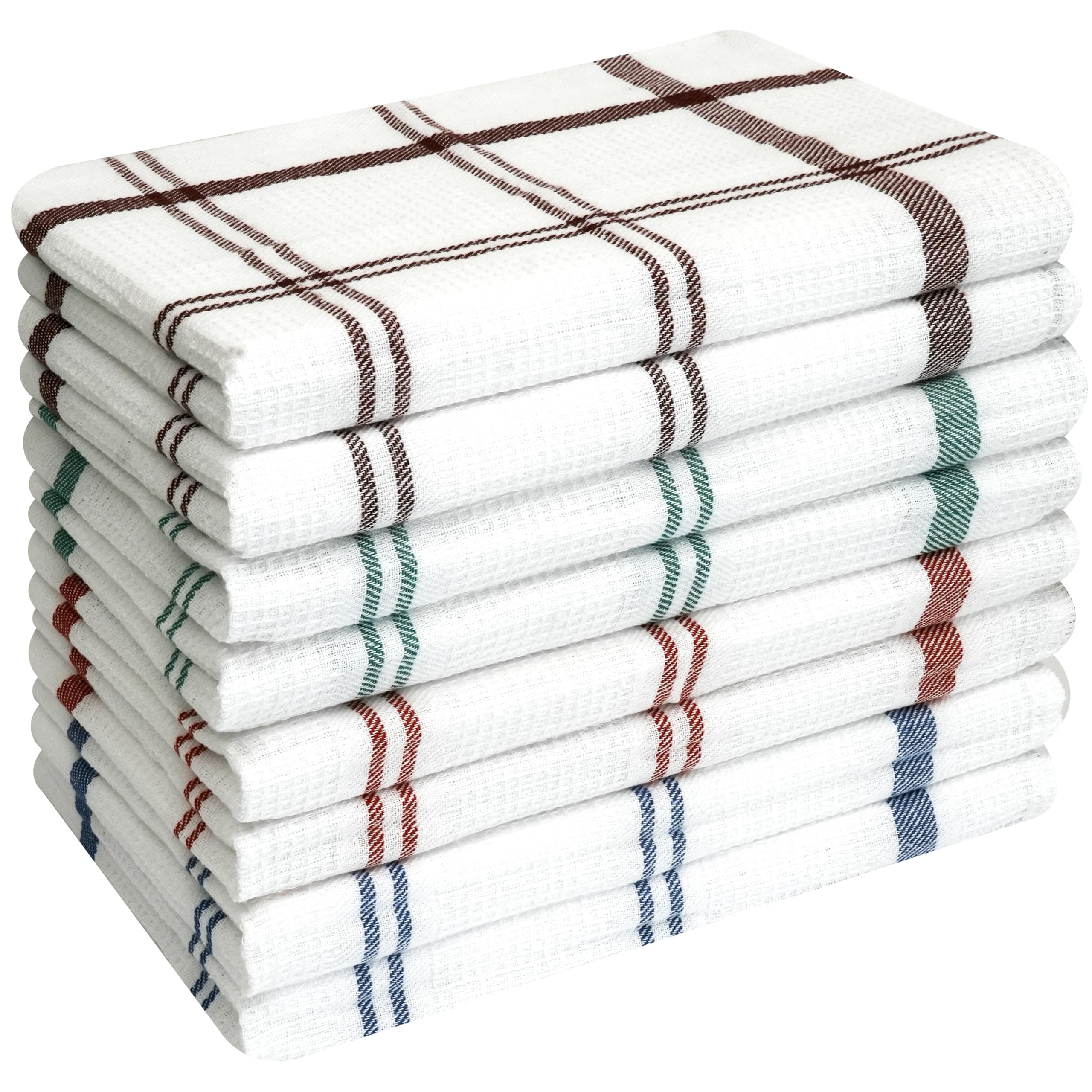 Gingham Cotton Tea Towels – 8 Pack Absorbent Kitchen Cloths