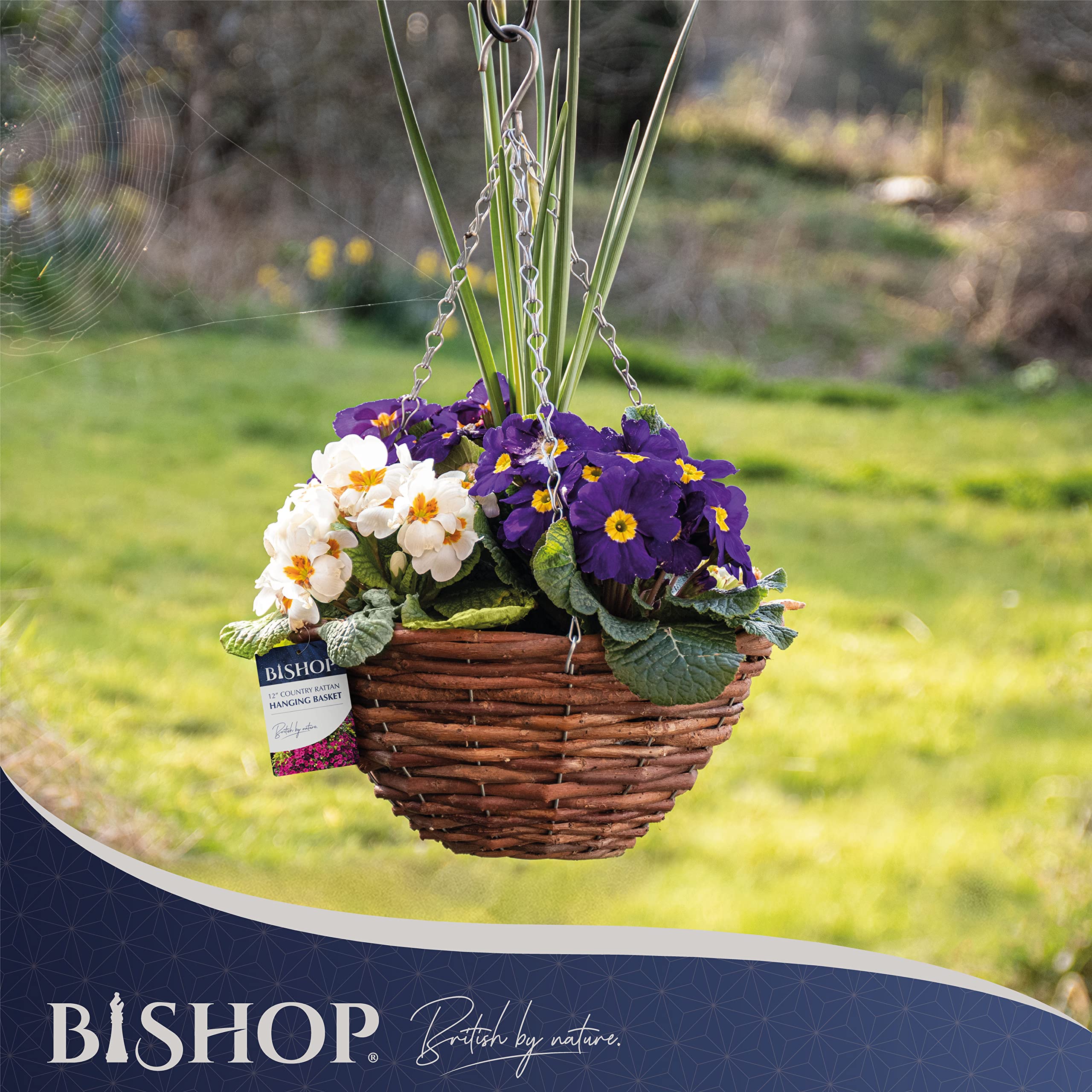 12 Inch Rattan Hanging Basket – Dark Wicker Outdoor Planter
