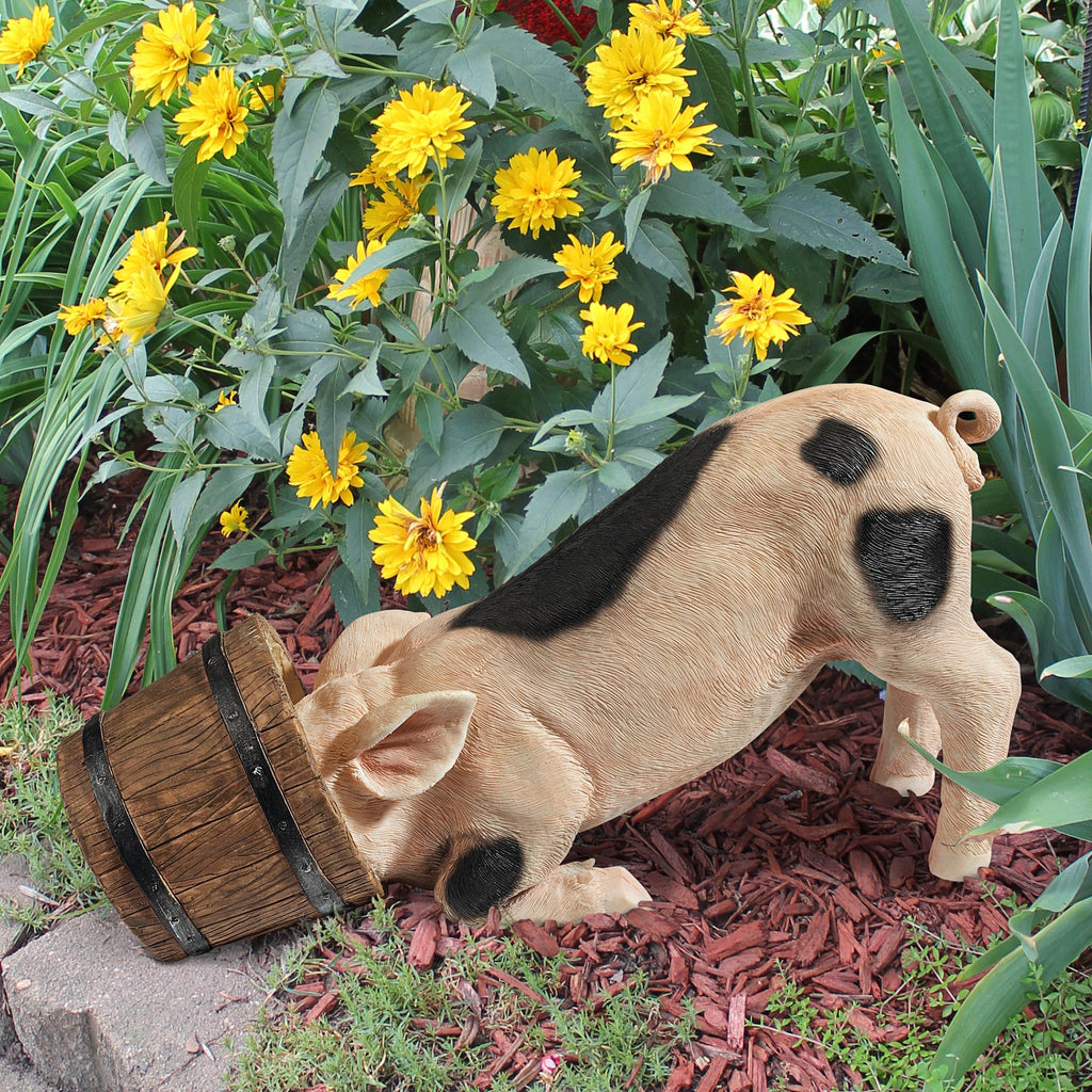 Design Toscano Bucket Head Piglet Garden Statue – Polyresin Pig Decor