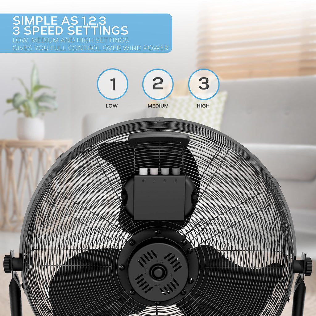 Air Pro 20" Floor Fan – 3-Speed High Velocity Metal Cooling Fan