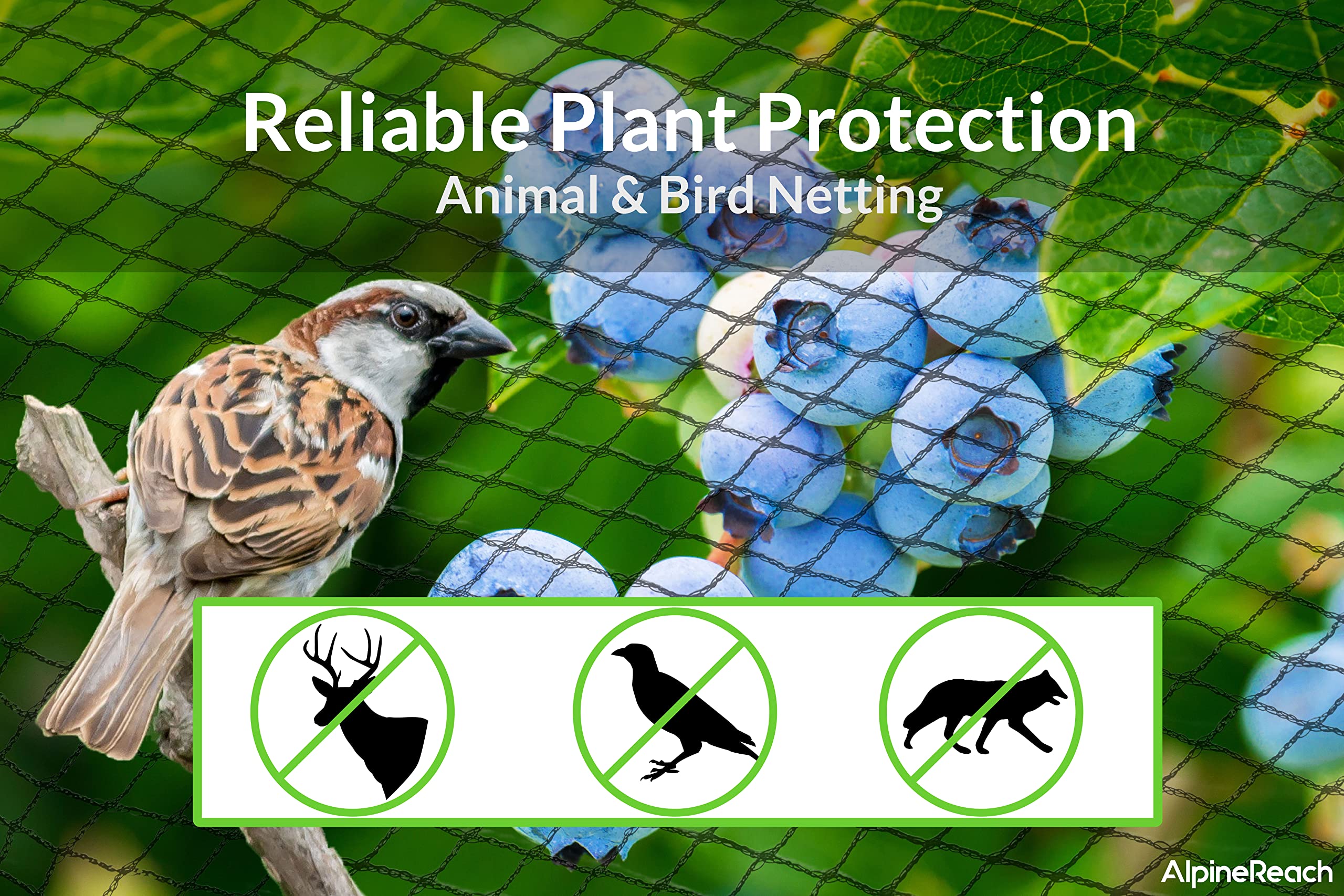 AlpineReach Garden Netting 4.5m x 15m Heavy Duty Woven Mesh Bird Net
