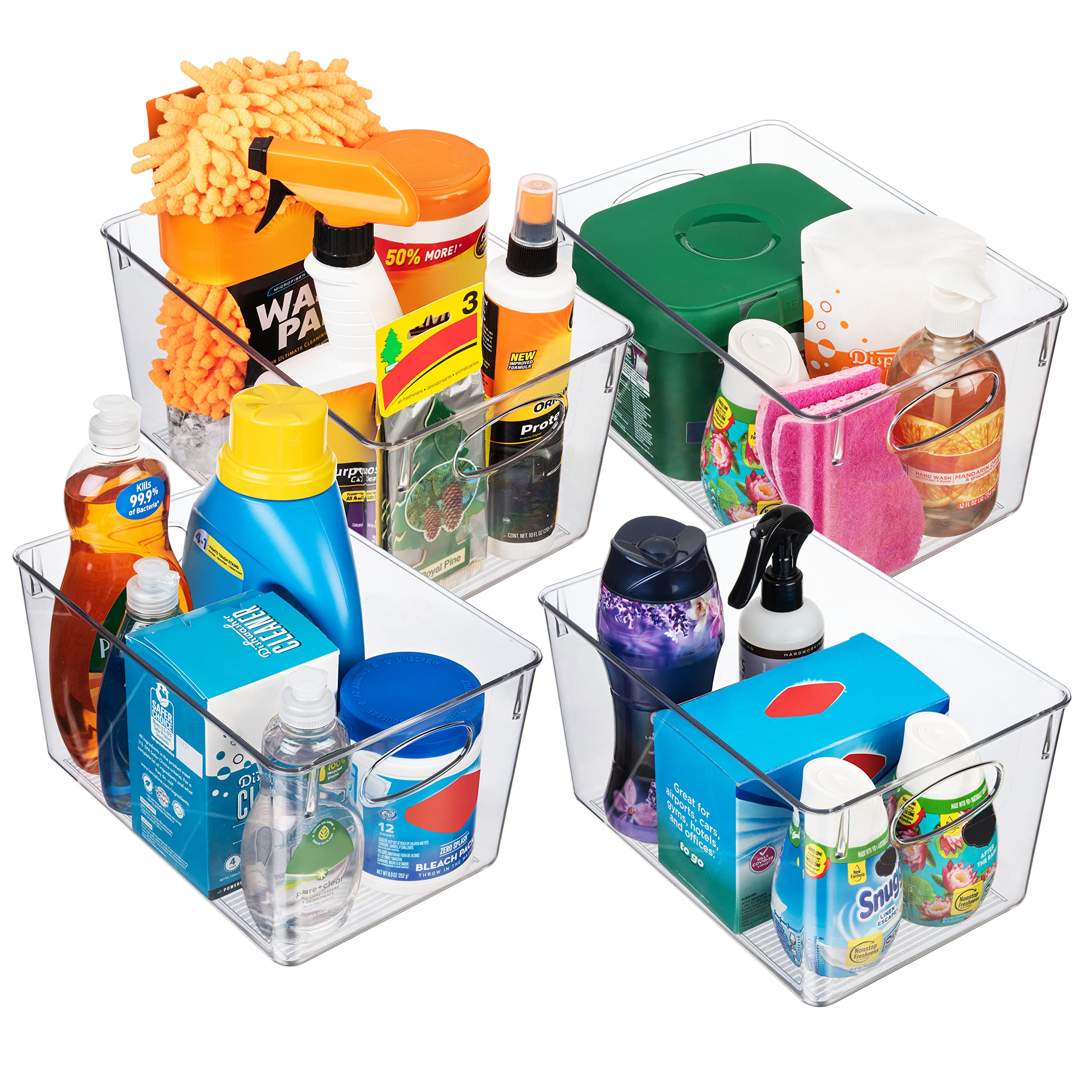 Clear Plastic Storage Bins with Lids | Stackable Pantry Organizer