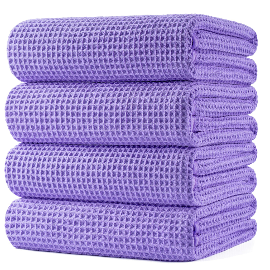 Polyte Microfibre Bath Towels | Quick Dry Waffle Weave | 4 Pack
