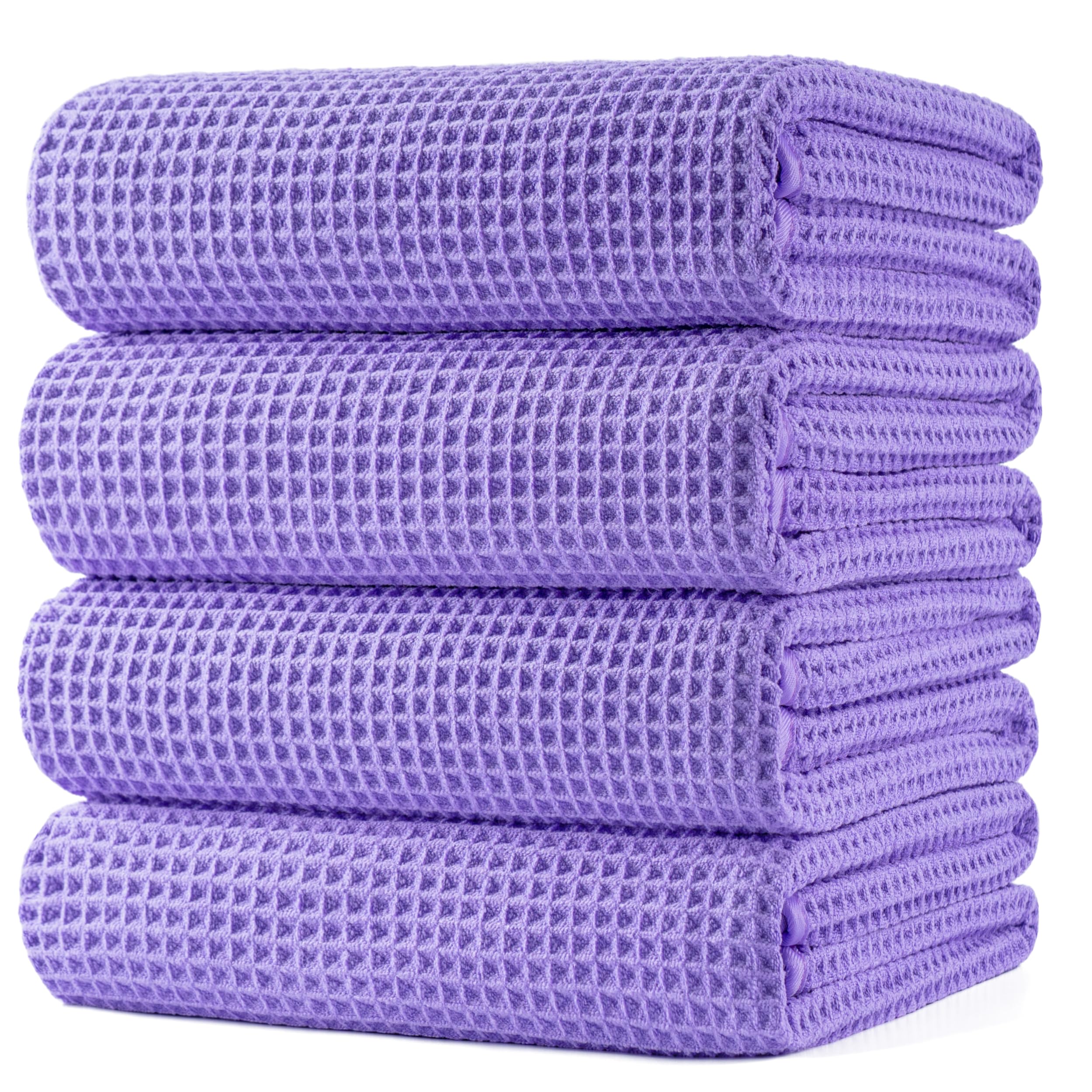 Polyte Microfibre Bath Towels | Quick Dry Waffle Weave | 4 Pack