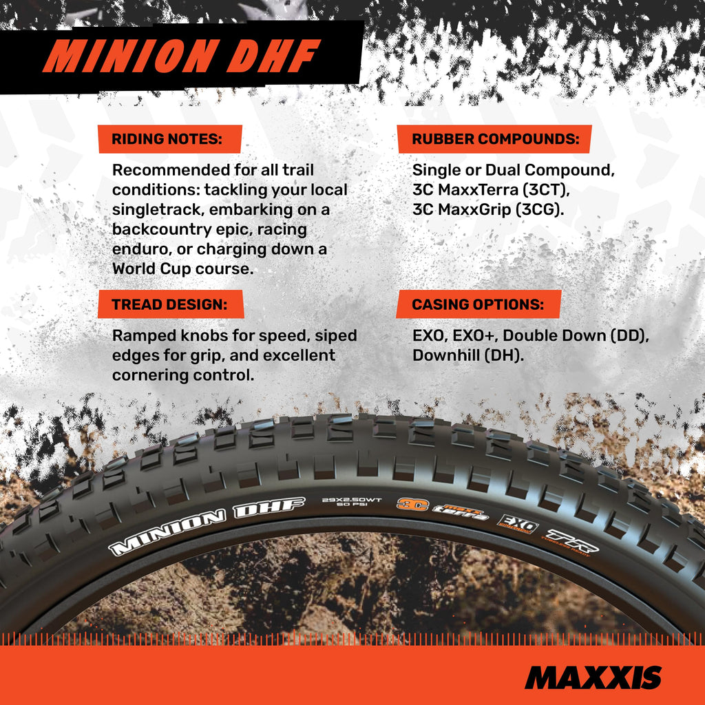 Maxxis Minion DHF MTB Tyre – 29 x 2.30 Dual Compound Exo TR Folding