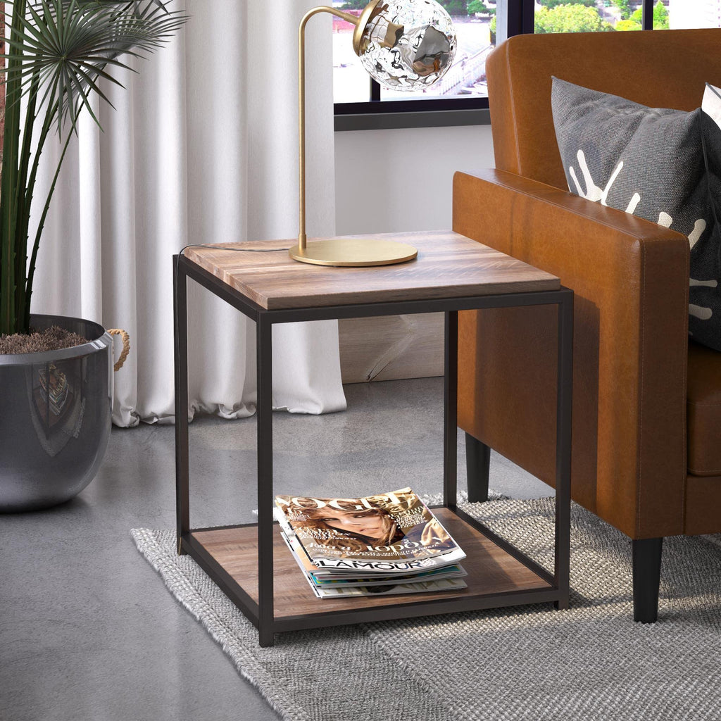 DHP Furniture Quincy End & Side Table, Weathered Oak Look, 49 x 48 x 55cm WxDxH - image 1