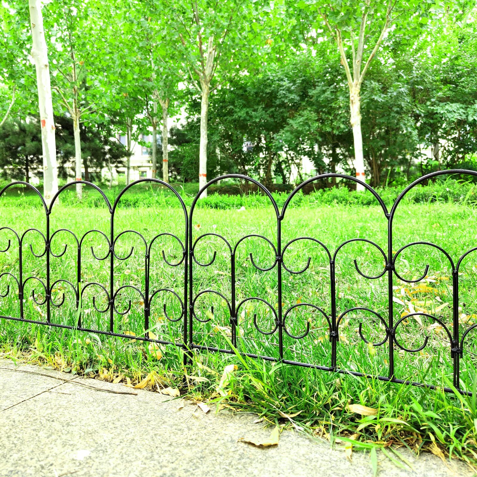 Thealyn Rustproof Wrought Iron Garden Fence - 5 Panels Landscape Edging