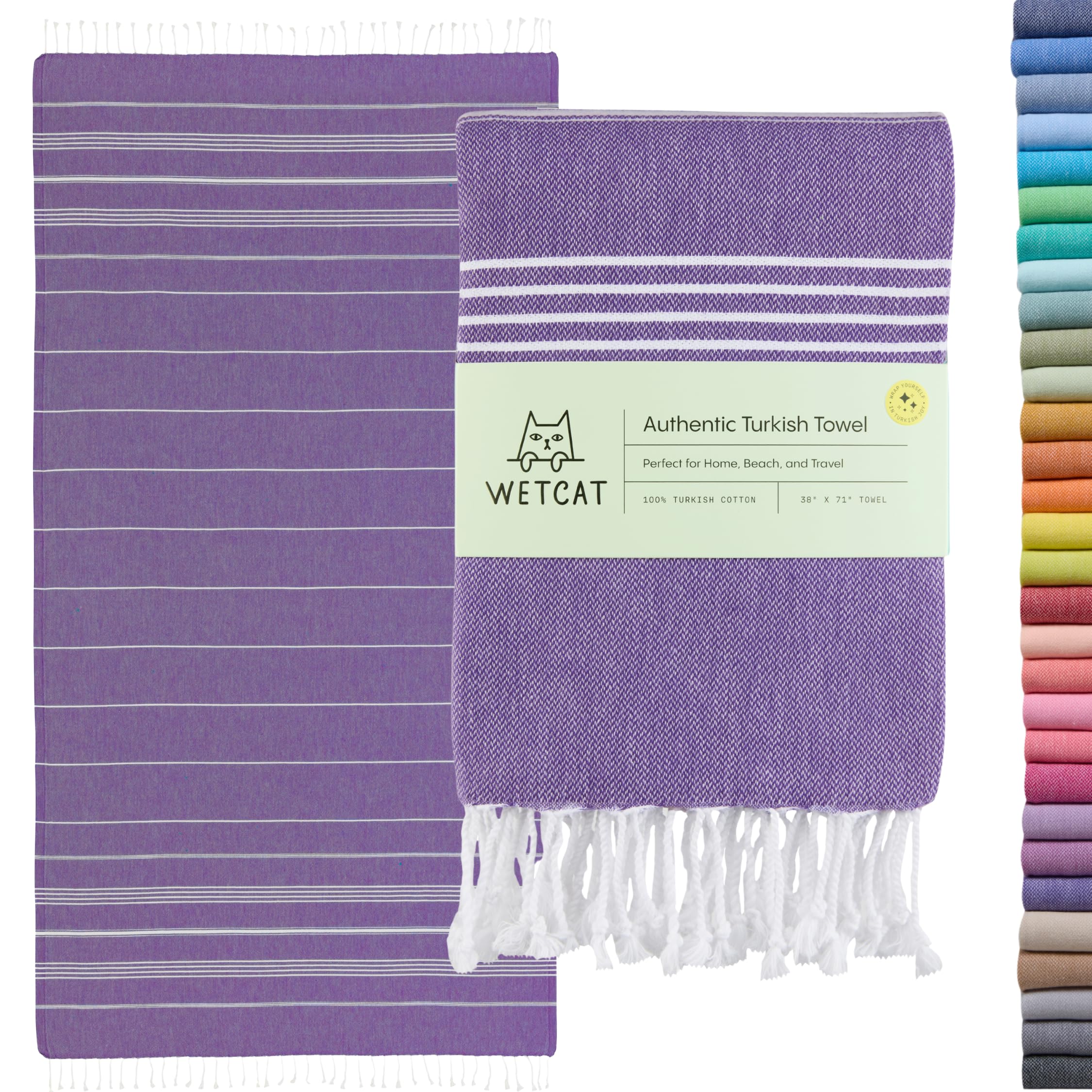 Wetcat Turkish Beach Towel – Oversized 100% Cotton Sand Free Travel Towel