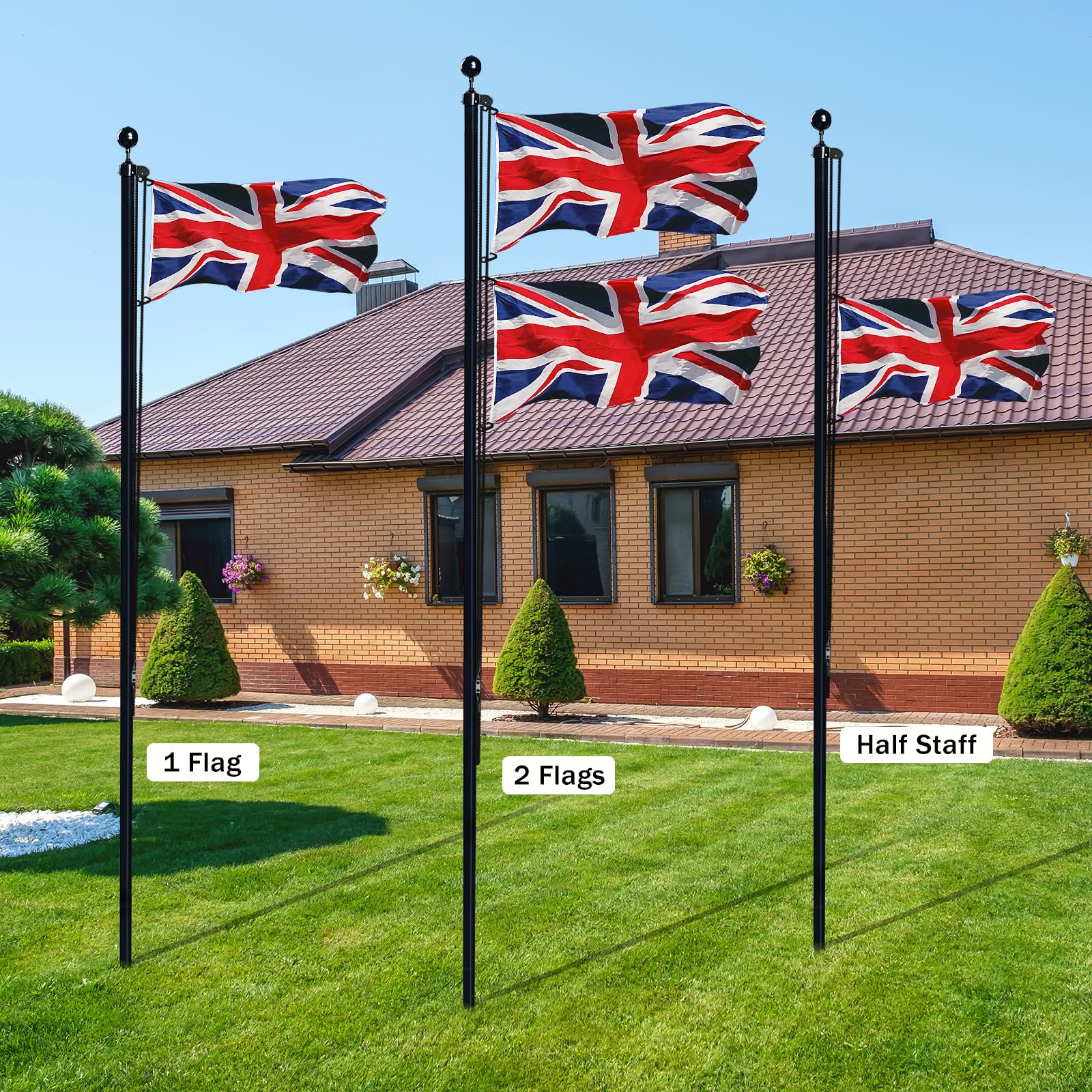 NQ 20FT Heavy Duty Aluminum Flag Pole Kit | Sectional In-Ground Flagpole