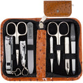 3 Swords Germany 8-Piece Manicure Pedicure Kit | Ostrich Cognac Case