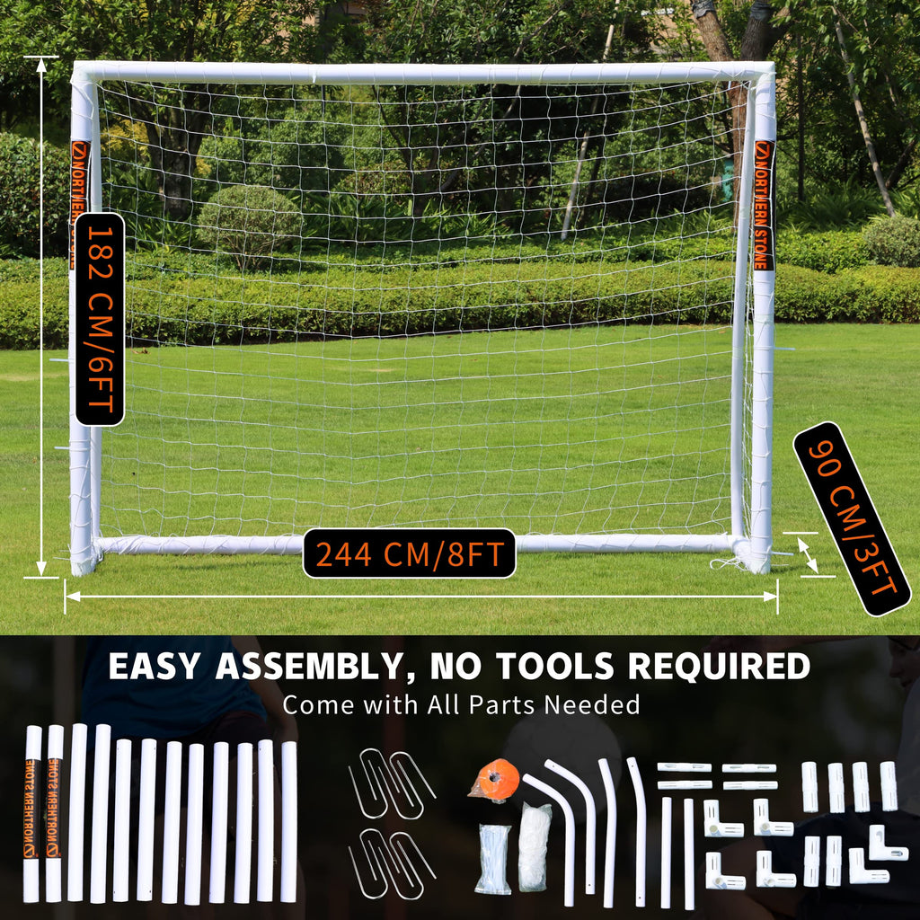 Northern Stone 8ft x 6ft uPVC Football Goal | All-Weather Portable Garden Goal