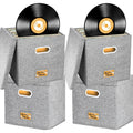 4 PCS 12-inch Vinyl Record Storage Box,Folding LP Case with Lid & Handle