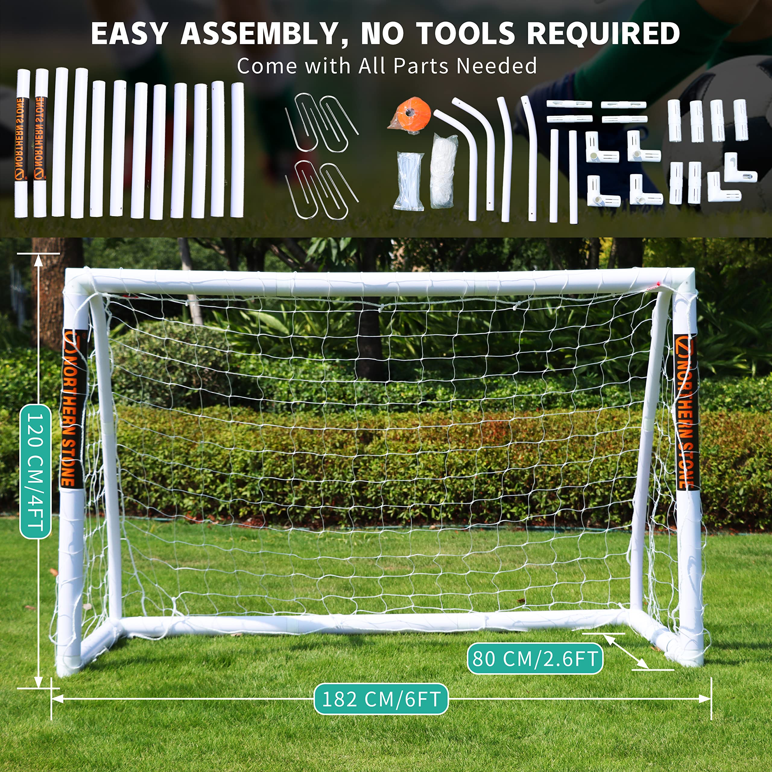Northern Stone 6ft x 4ft All-Weather uPVC Portable Garden Football Goal