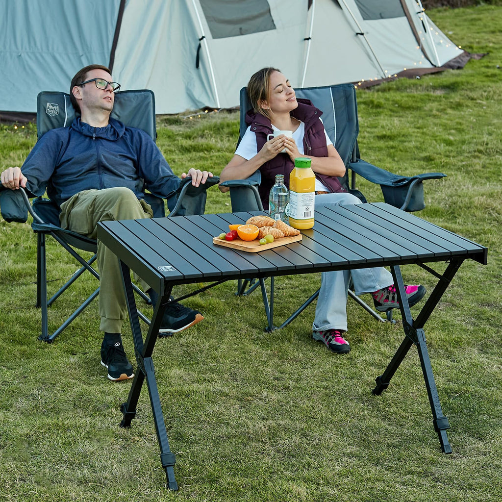 Timber Ridge Folding Camping Table – Aluminum 4-6 Person Portable Table