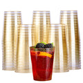MATANA 50 Gold Glitter Plastic Cups | 10oz Reusable Party Tumblers