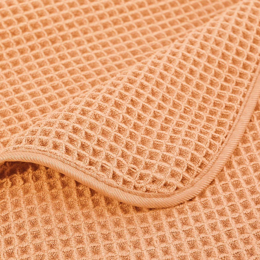 Polyte Microfiber Waffle Weave Bath Towel Set - 6 Piece Quick Dry - Orange
