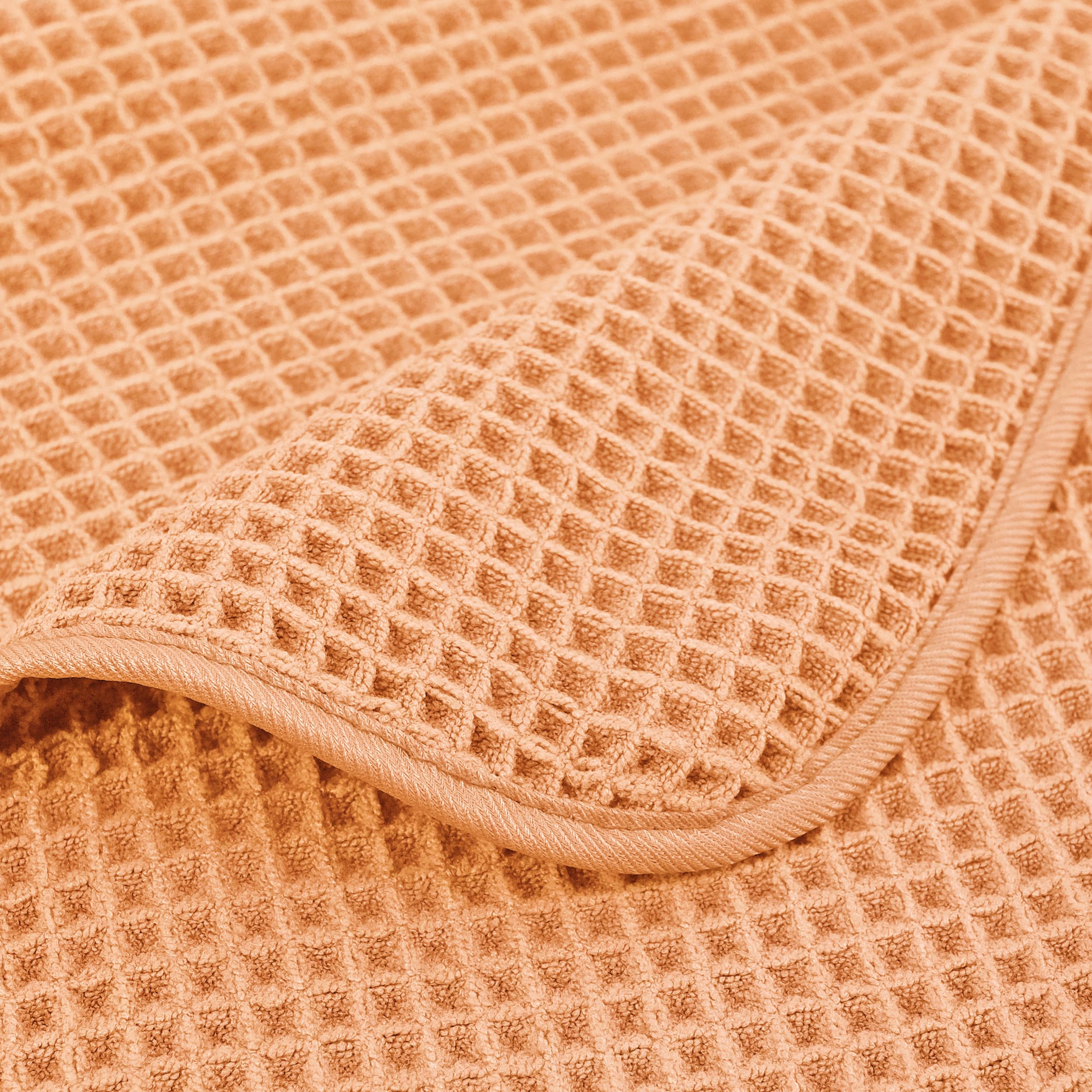 Polyte Microfiber Waffle Weave Bath Towel Set - 6 Piece Quick Dry - Orange