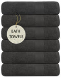 TEXCRAFT Cotton Bath Towel Set – 6 Pack Charcoal Grey Quick Dry Towels