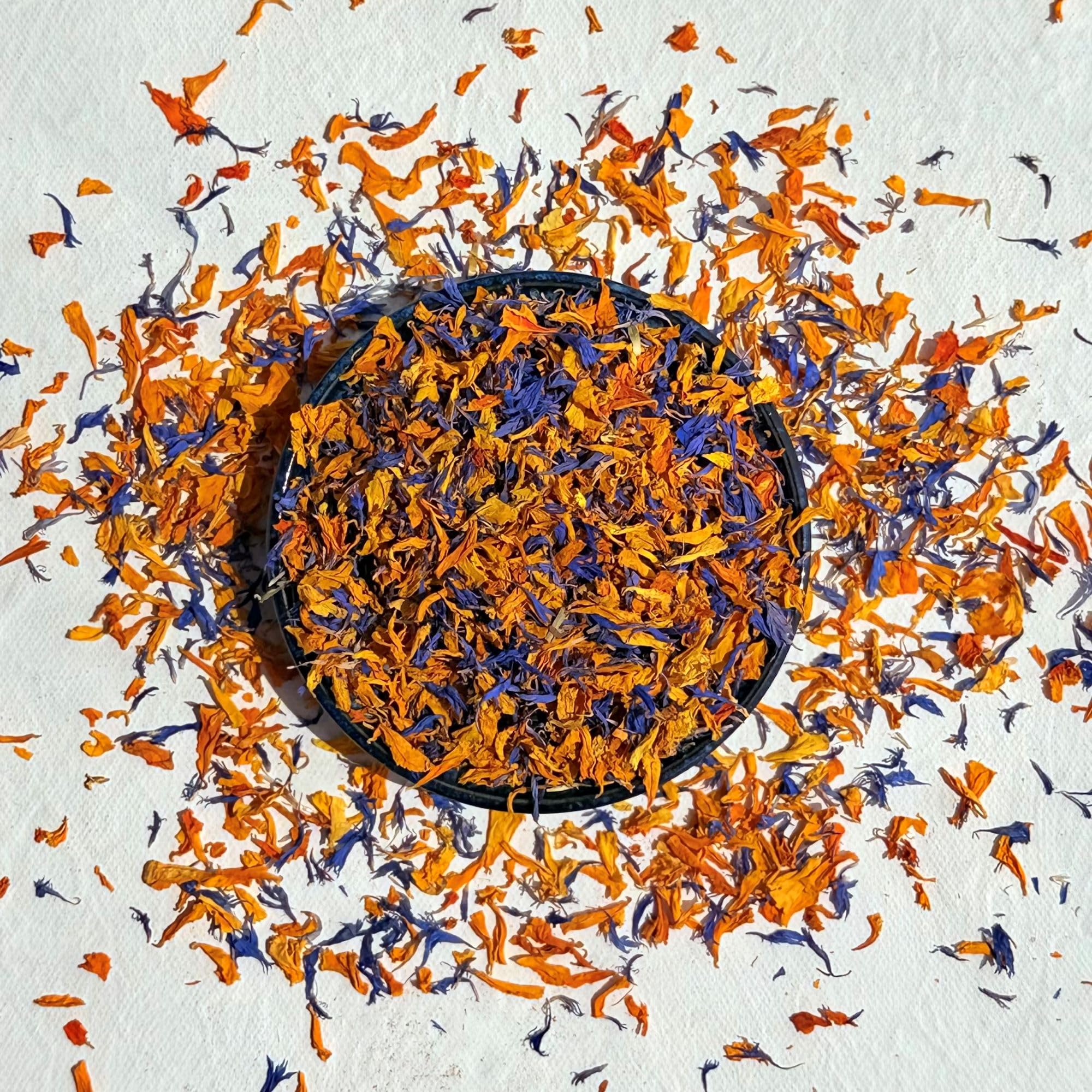 Jolof Store Edible Dried Flower Petals – Blue Cornflower & Marigold 50g