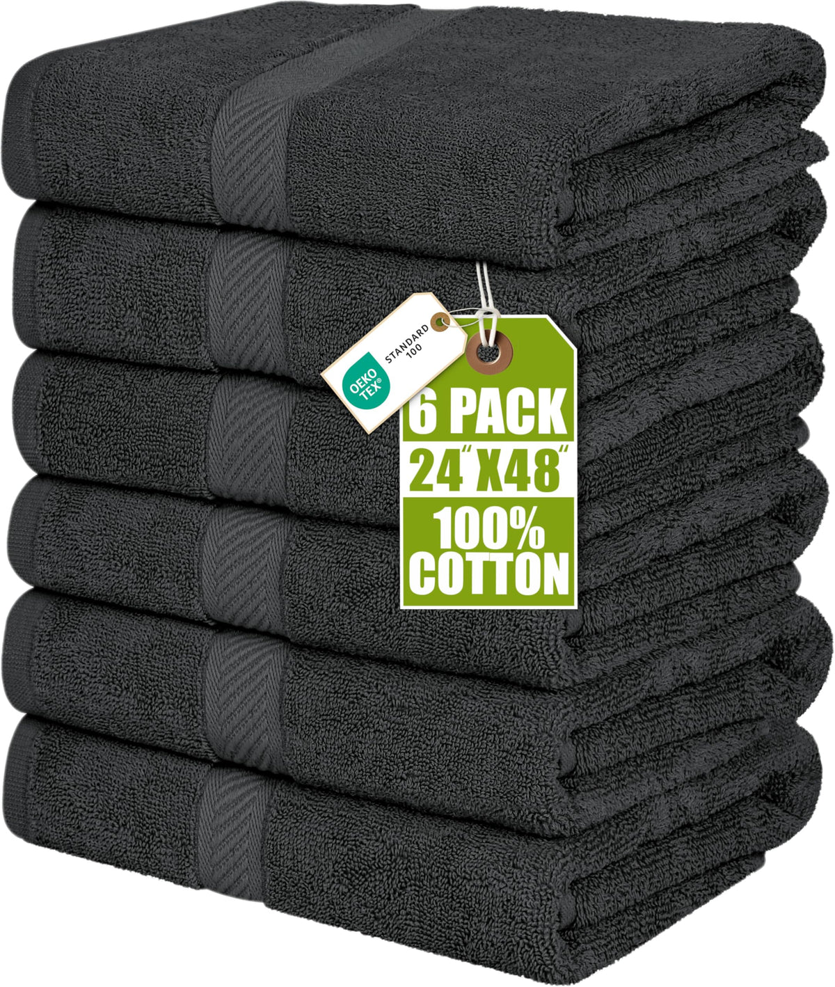 Utopia Towels 6 Pack Medium Bath Towel Set, 100% Ring Spun Cotton 24 x 48 Inches Medium Lightweight and Highly Absorbent Quick Drying Towels - image 1
