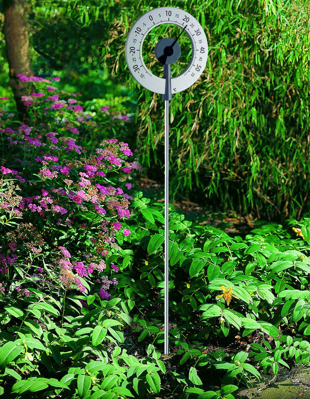 TFA Lollipop Outdoor Garden Thermometer | Aluminum Dial with Ground Spike
