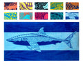 Nova Blue Shark Beach Towel – Blue with A Tropical Design, Extra Large, XL 34”x 63” Cool Hawaiian, Navy Beach Towel with Light Blue Stripe - image 1