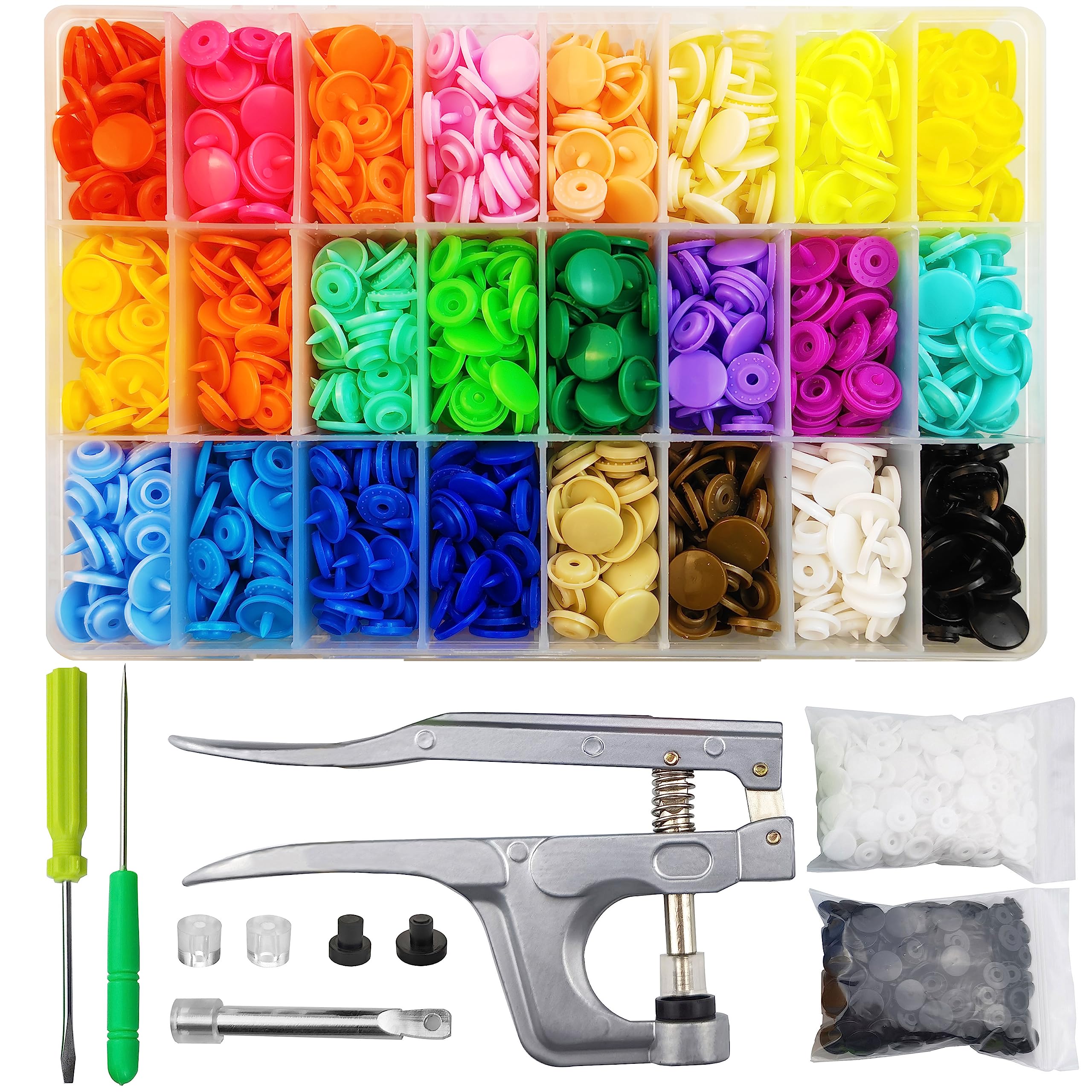 T5 Plastic Snaps Kit | 460 Sets 24-Colors with Snap Pliers